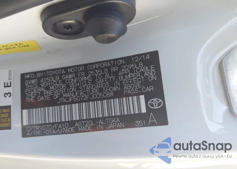 2015 Scion Tc from USA, damaged, VIN JTKJF5C72FJ005088